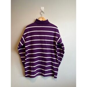 Vintage Hunt Club Purple Striped Fleece Turtleneck Sweatshirt Retro 90s Preppy S
